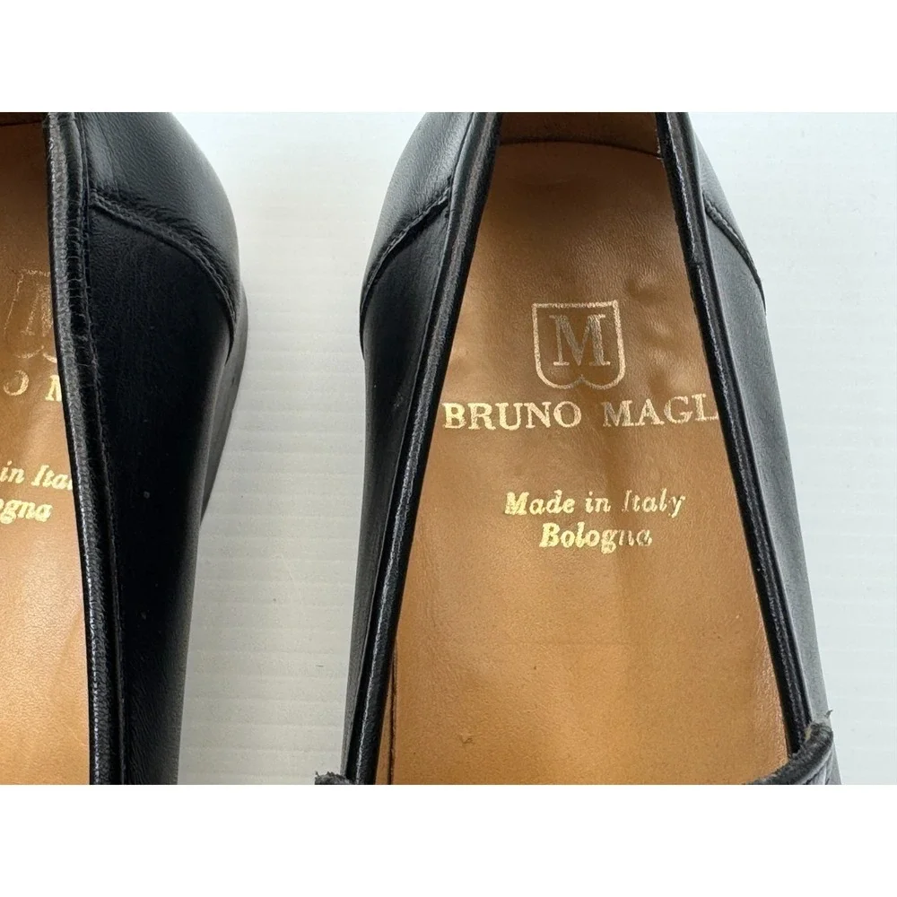 Bruno Magli Tomas Tassel Loafer Mens 8.5 EUC Black Leather Slip-On Italy Comfort